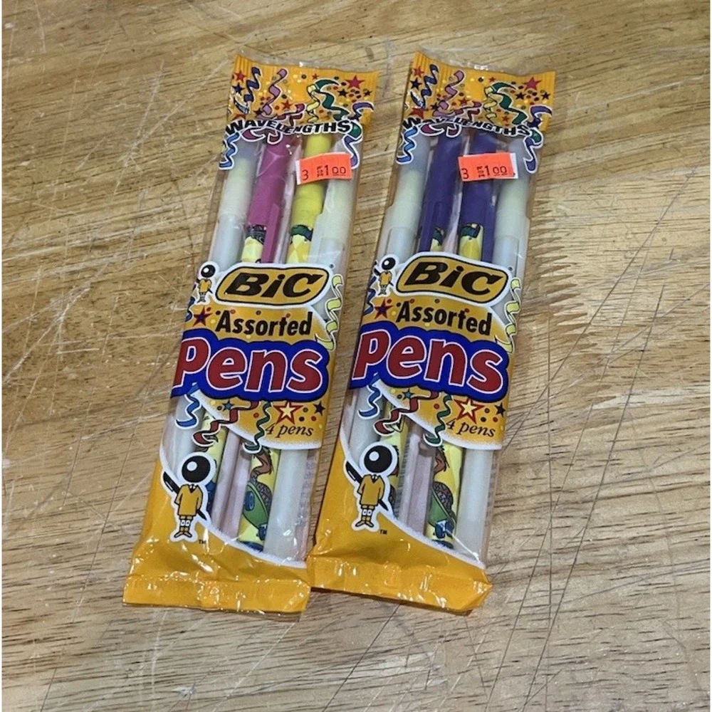 Vtg Bic Wavelengths Pens Glow In Dark Sports Skateboard Retro‎ 1997 (2) 4 Packs